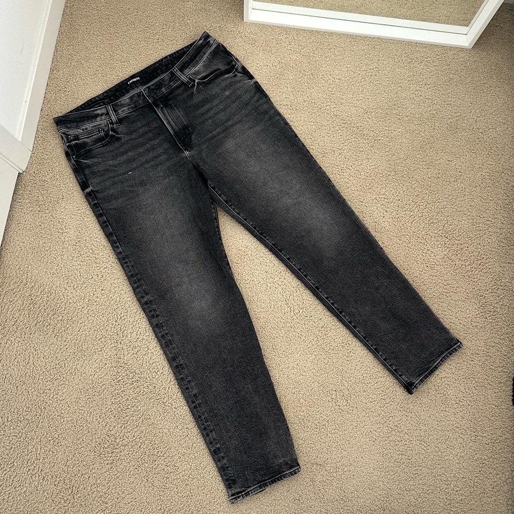 Express Relaxed Black Wash Hyper Stretch Jeans Slim Straight